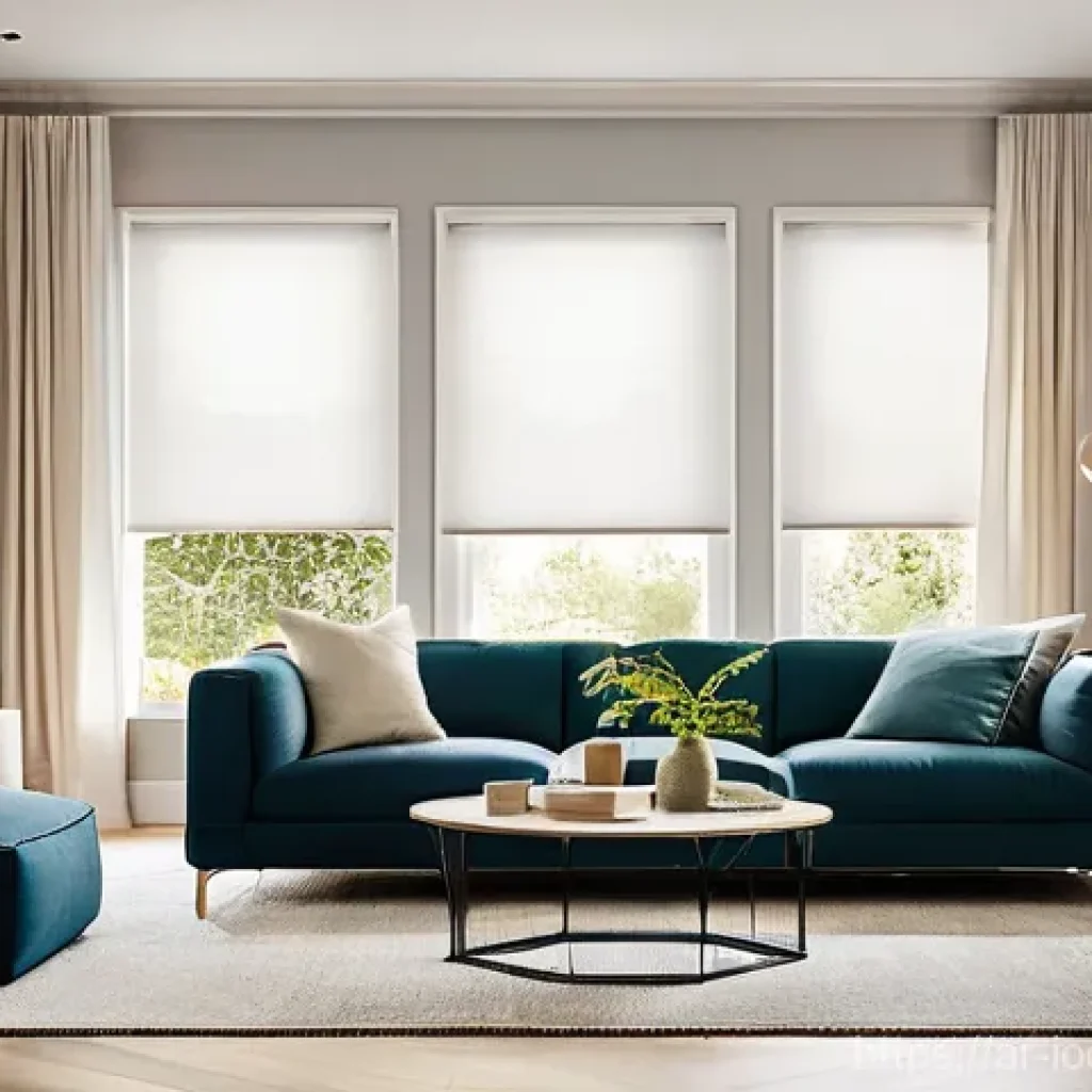 스마트 가전의 기기 간 연결성 높이기 - **Prompt:** A serene, modern living room bathed in a soft, ambient glow from integrated smart lighti...