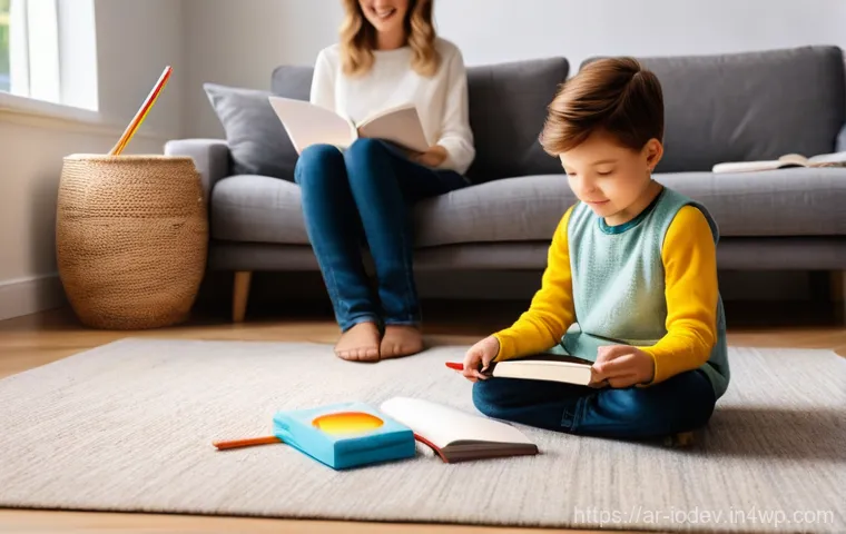 스마트 스피커와 음악 서비스 연동하기 - **Prompt 1: Family Music Harmony in a Modern Living Room**
    "A cozy and brightly lit modern livin...