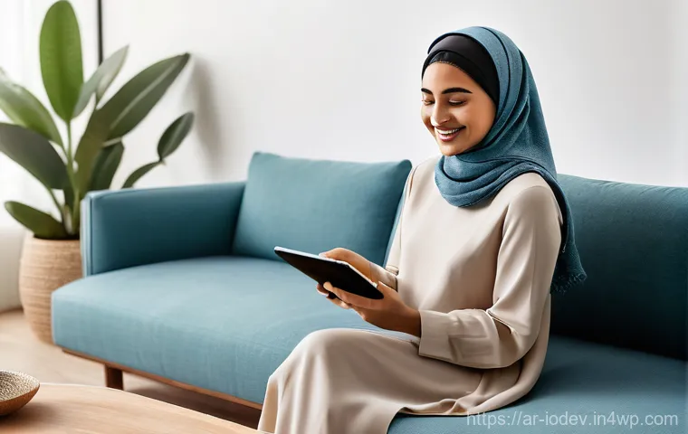 IoT 가전의 유지보수 가이드 - **Prompt:** A modern, warm, and inviting living room in an elegant Arab home, bathed in soft, natura...